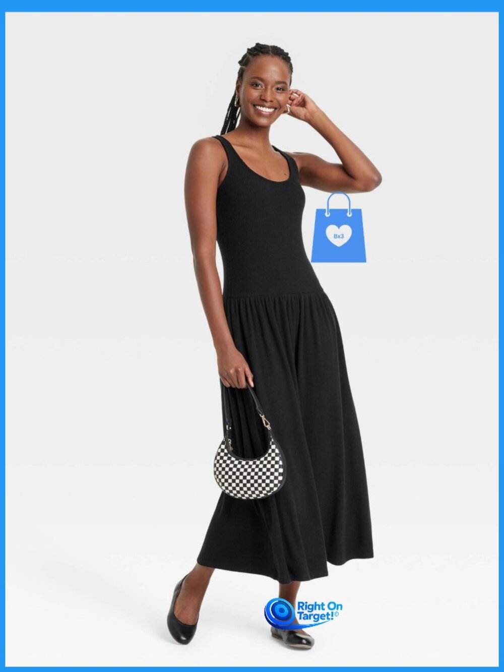 Medium - Womens Drop Waist Knit Midi Slip Dress - Universal Thread - Black